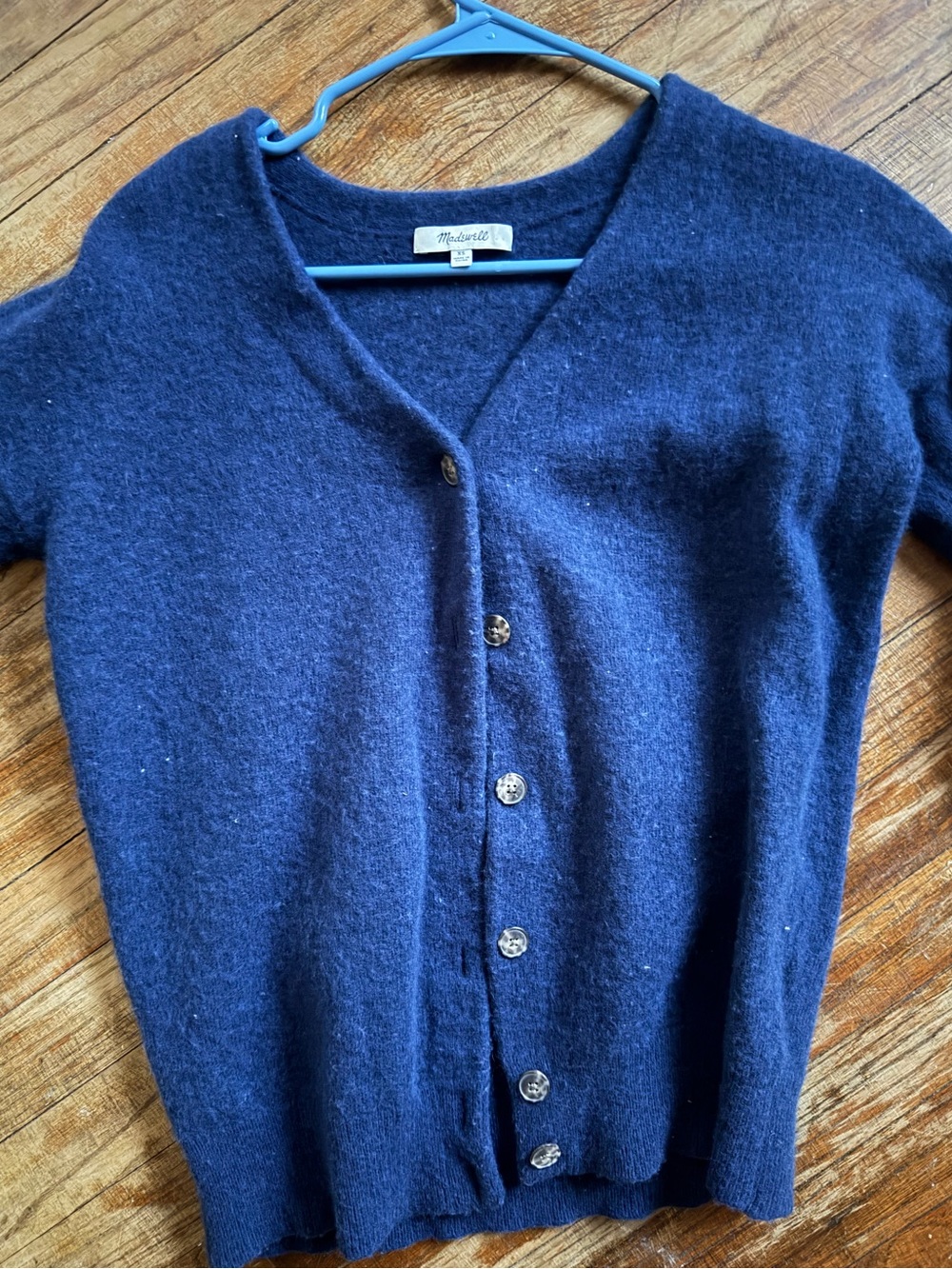 Madewell Navy V-Neck Button Cardigan